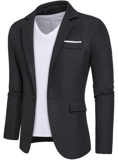 Mens Casual Blazers 1 Button Slim Fit Suit Jackets Lightweight Sport Coats