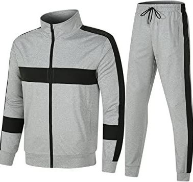 Men's Athletic Casual Tracksuit Long-sleeved Stand Collar Jacket Jogging Pants Set