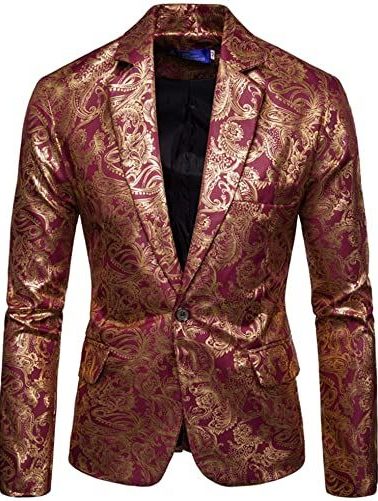 Mens Paisley Tuxedo Jackets Slim Fit Blazers Jacket One Button Stylish Wedding Party Dress Suit