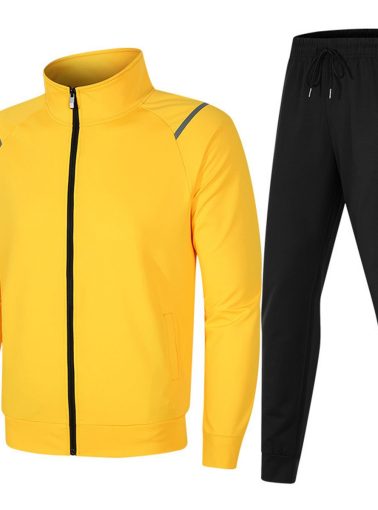 Men's Casual Two-Piece Suits Zipper Top Pants Sets Double Shoulder Striped Sportswear