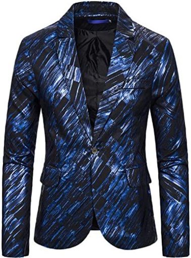 Mens Floral Suit Jackets 1 Button Casual Flat Collar Brush Grain Blazer for Banquet; Prom