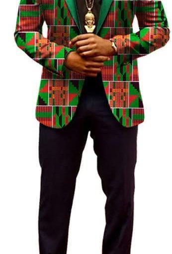 Mens African Suit Jacket Print Blazer Slim Fit Sport Coat 1 Button Fashion Tuxedo for Party; Banquet; Festival Celebration