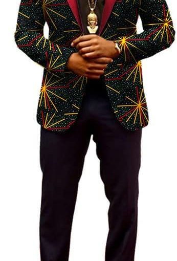 Mens African Suit Jacket Print Blazer Slim Fit Sport Coat 1 Button Fashion Tuxedo for Party; Banquet; Festival Celebration